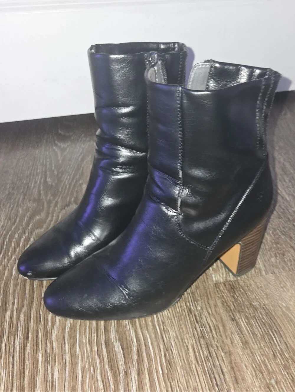 Franco Sarto Ponte Women's Black Zip Heel Boots Booties Size 9